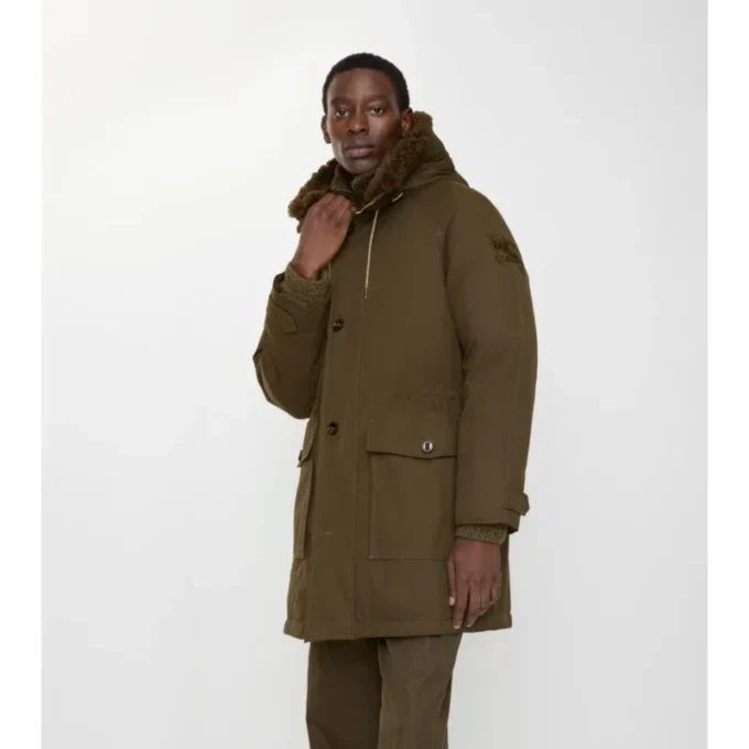 Parka de Gabardine con ribete de piel de oveja