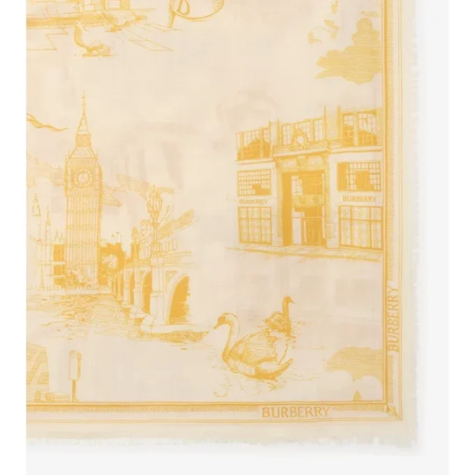 Pañuelo de lana y seda con monumentos de Londres