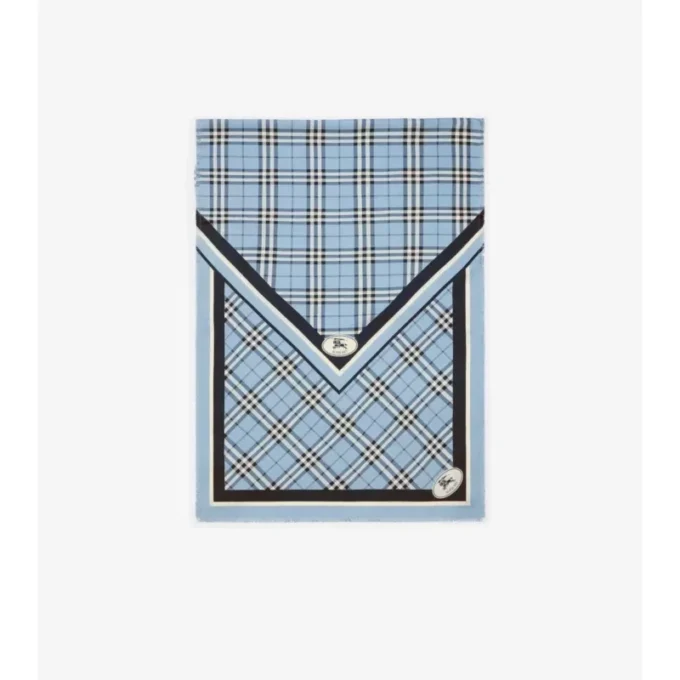 Pañuelo de seda con estampado de caballero y cuadros