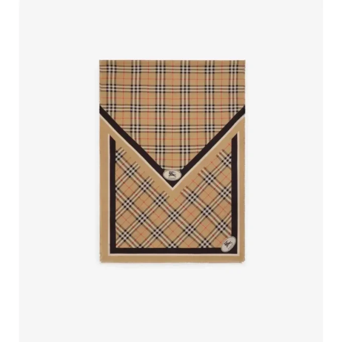 Pañuelo de seda con estampado de caballero y cuadros