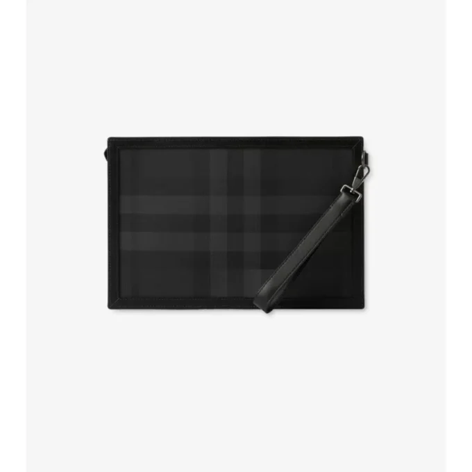Pochette avec fermeture éclair et motif de carreaux