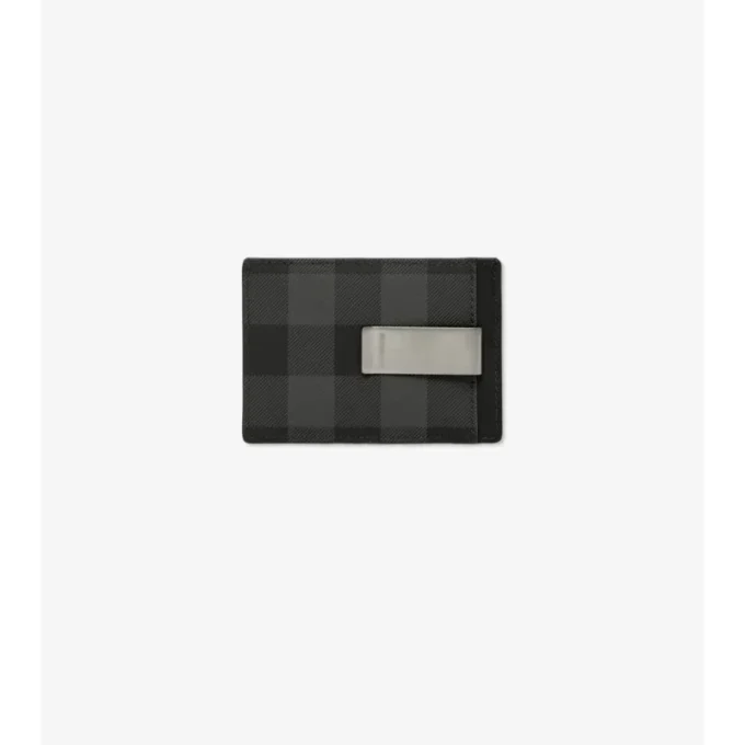 Portatarjetas con clip para billetes a cuadros