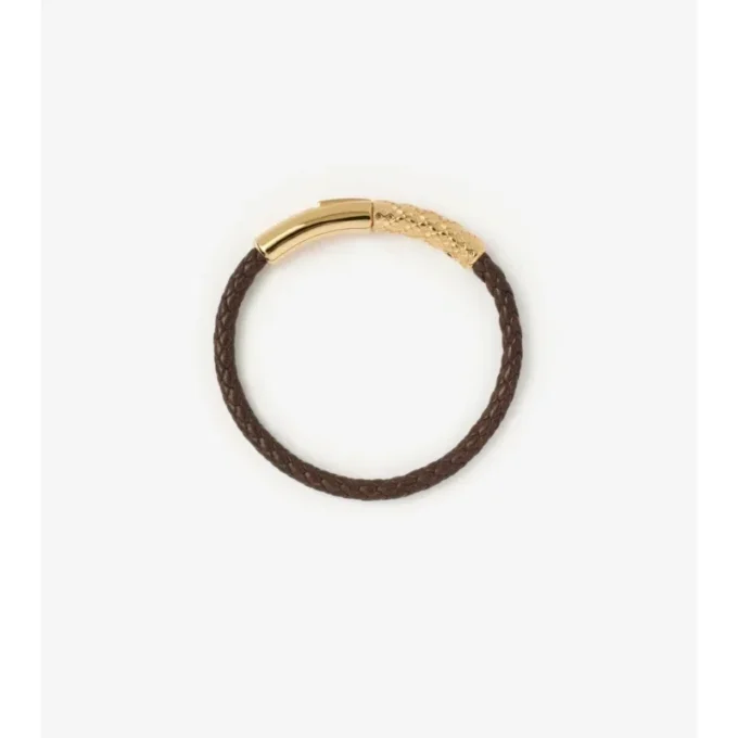 Pulsera de cuero con diseño de cuadros