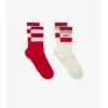 Set de dos pares de calcetines de mezcla de algodón con rayas y logotipo