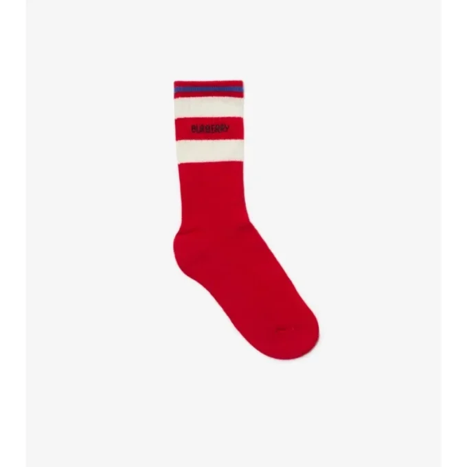 Set de dos pares de calcetines de mezcla de algodón con rayas y logotipo
