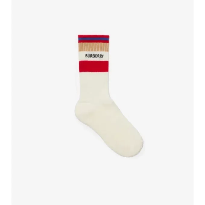 Set de dos pares de calcetines de mezcla de algodón con rayas y logotipo
