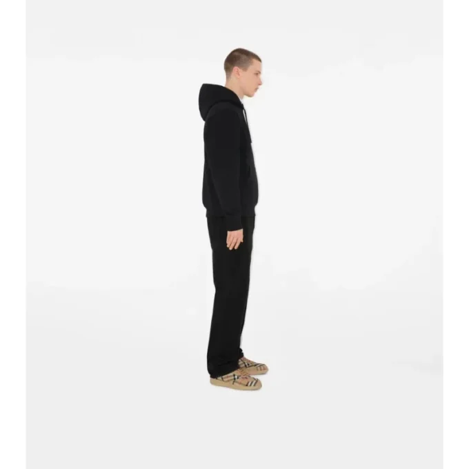 Sudadera con capucha de algodón con etiqueta de cuadros
