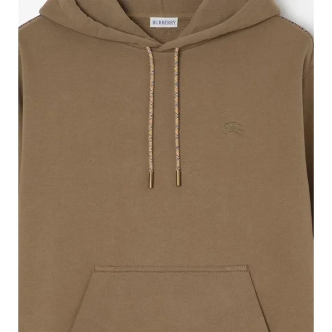 Sudadera con capucha de algodón con ribete a cuadros