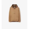 Sudadera con capucha de mezcla de algodón con ribete de cuadros