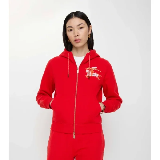 Sudadera con capucha y cremallera de algodón