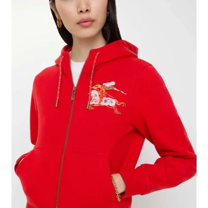Sudadera con capucha y cremallera de algodón