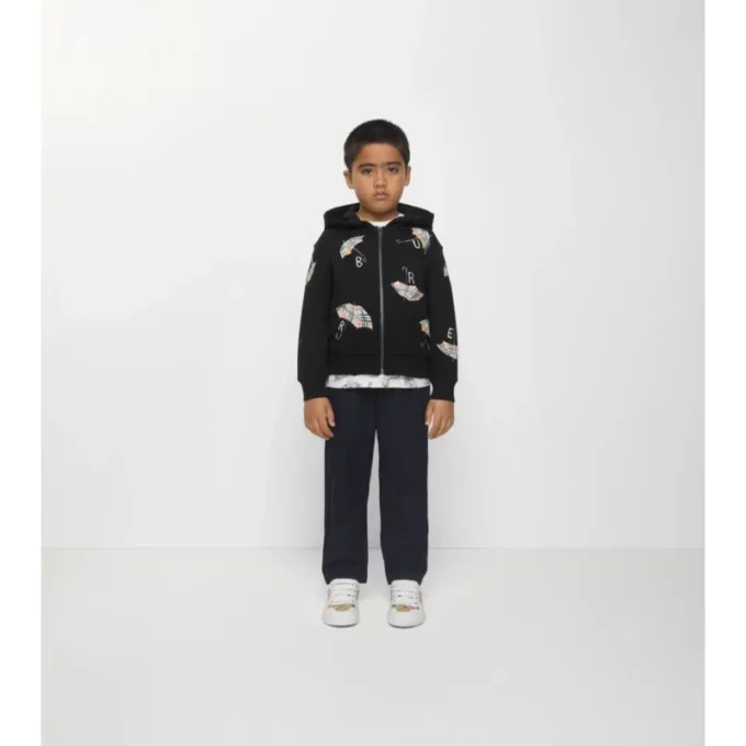 Sudadera con capucha y cremallera de algodón con el logotipo del paraguas