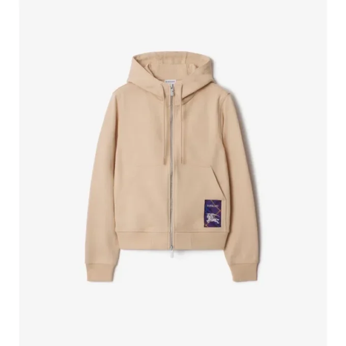 Sudadera con capucha y cremallera de algodón con estampado de cuadros