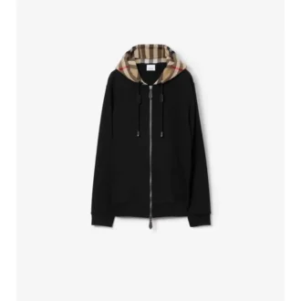 Sudadera con capucha y cremallera de algodón con estampado de cuadros