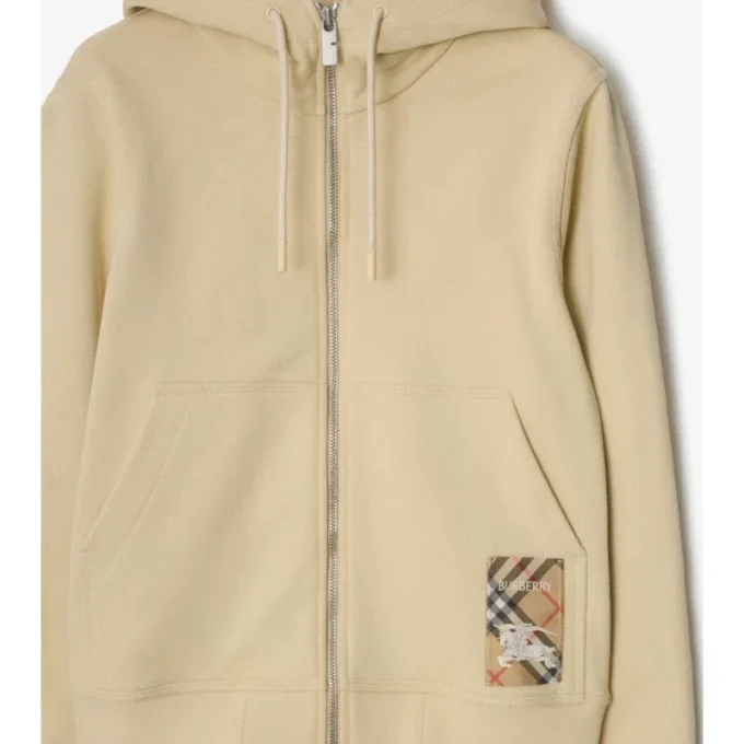 Sudadera con capucha y cremallera de algodón con estampado de cuadros
