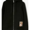 Sudadera con capucha y cremallera de algodón con estampado de cuadros