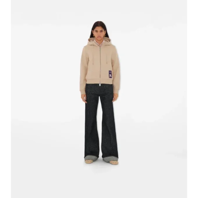 Sudadera con capucha y cremallera de algodón con estampado de cuadros