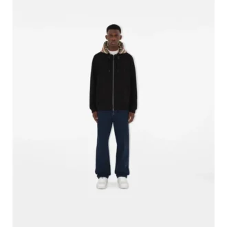 Sudadera con capucha y cremallera de algodón con estampado de cuadros