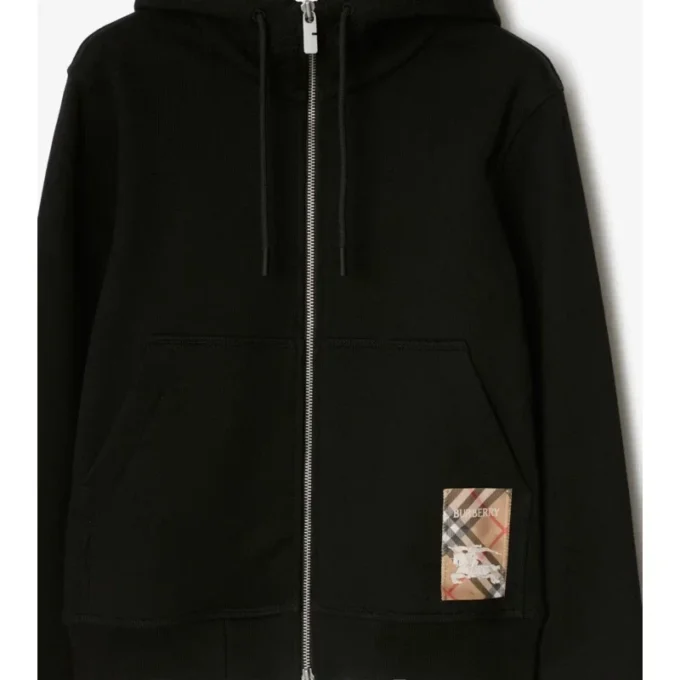 Sudadera con capucha y cremallera de algodón con estampado de cuadros