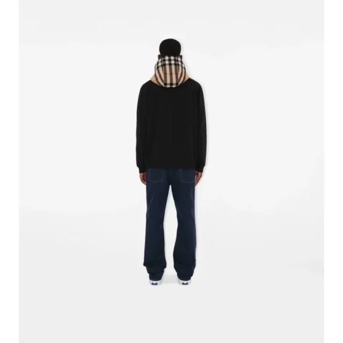 Sudadera con capucha y cremallera de algodón con estampado de cuadros