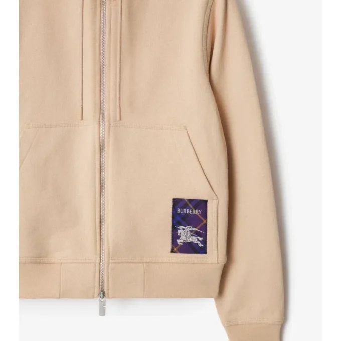 Sudadera con capucha y cremallera de algodón con estampado de cuadros