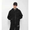 Sudadera con capucha y cremallera de algodón con logotipo cursivo a cuadros