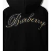 Sudadera con capucha y cremallera de algodón con logotipo cursivo a cuadros