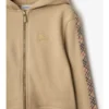Sudadera con capucha y cremallera de algodón con ribete de cuadros
