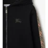 Sudadera con capucha y cremallera de algodón con ribete de cuadros