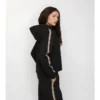 Sudadera con capucha y cremallera de algodón con ribetes de cuadros