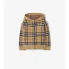 Sudadera con capucha y cremallera de lana a cuadros