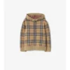 Sudadera con capucha y cremallera de lana a cuadros