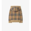 Sudadera con capucha y cremallera de lana a cuadros