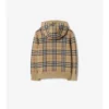 Sudadera con capucha y cremallera de lana a cuadros