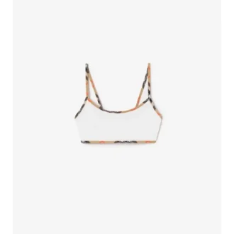 Top de bikini con ribete a cuadros