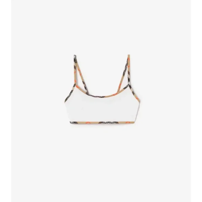 Top de bikini con ribete a cuadros