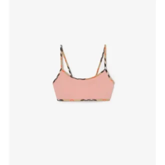 Top de bikini con ribete a cuadros