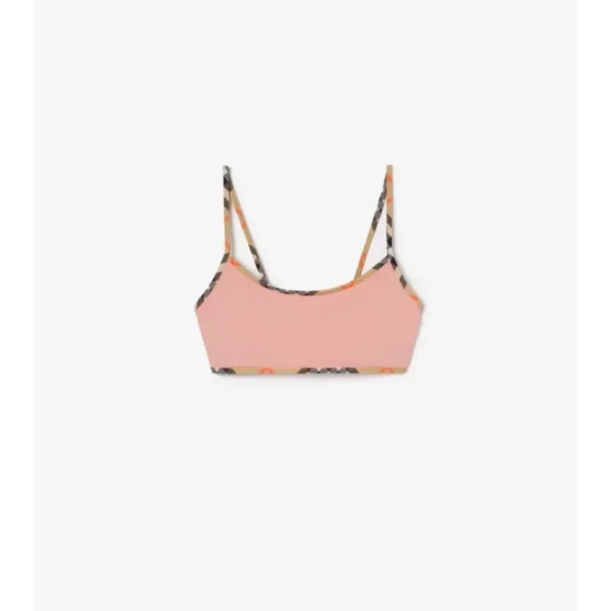 Top de bikini con ribete a cuadros