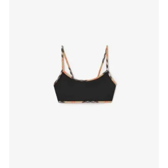 Top de bikini con ribete a cuadros