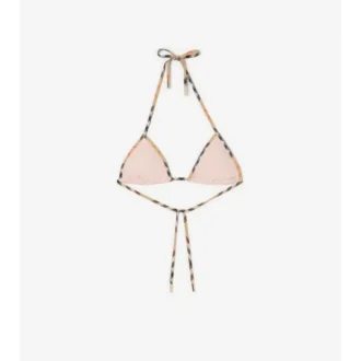 Top de bikini con ribete a cuadros