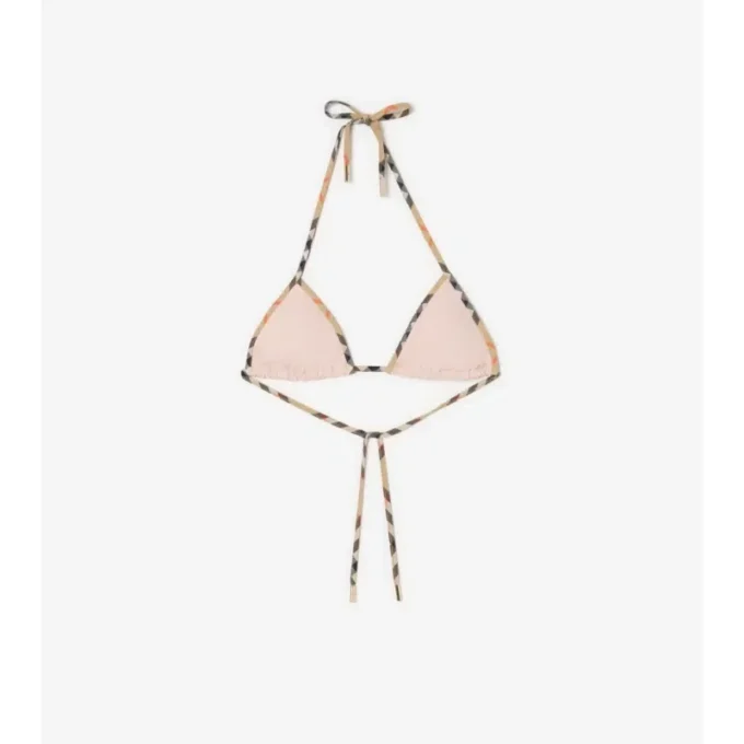 Top de bikini con ribete a cuadros