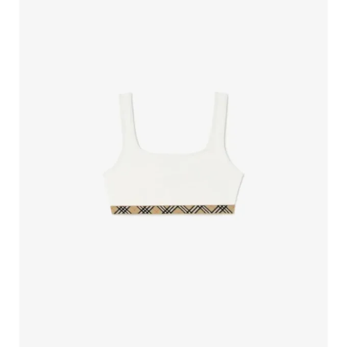 Top de bikini con ribete a cuadros