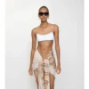 Top de bikini con ribete a cuadros