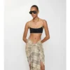 Top de bikini con ribete a cuadros