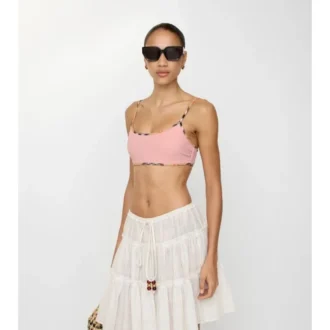 Top de bikini con ribete a cuadros