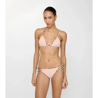 Top de bikini con ribete a cuadros
