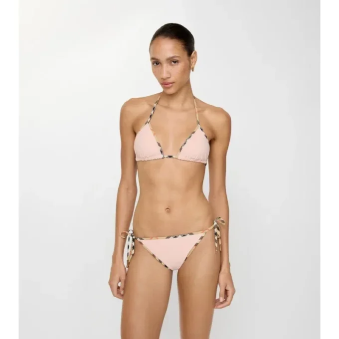 Top de bikini con ribete a cuadros