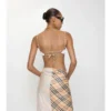 Top de bikini con ribete a cuadros