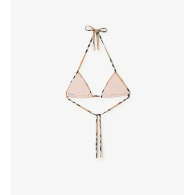 Top de bikini con ribete a cuadros