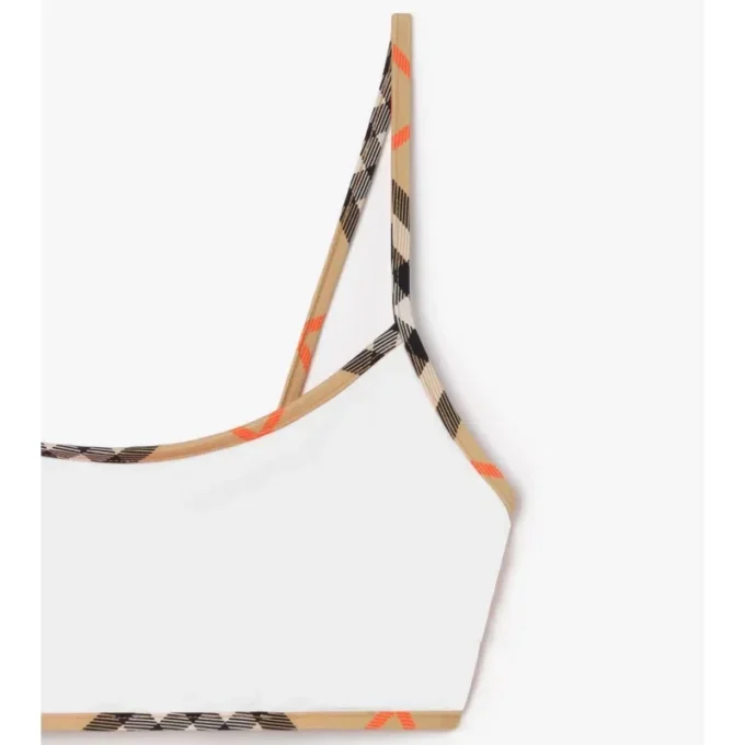 Top de bikini con ribete a cuadros